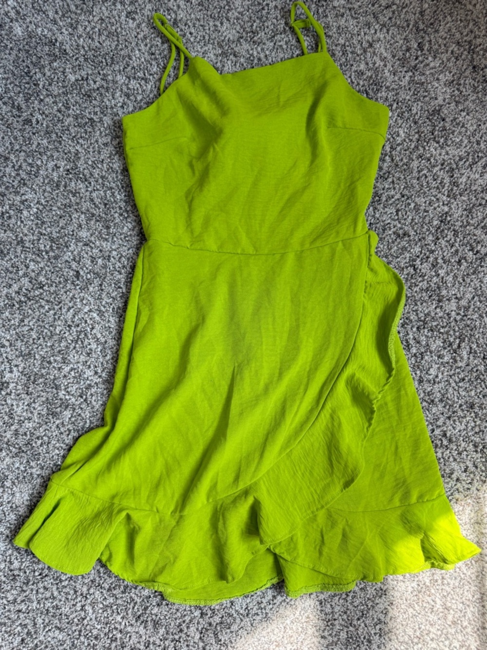 NWOT Lime Green Mini Dress with Ruffle Hem